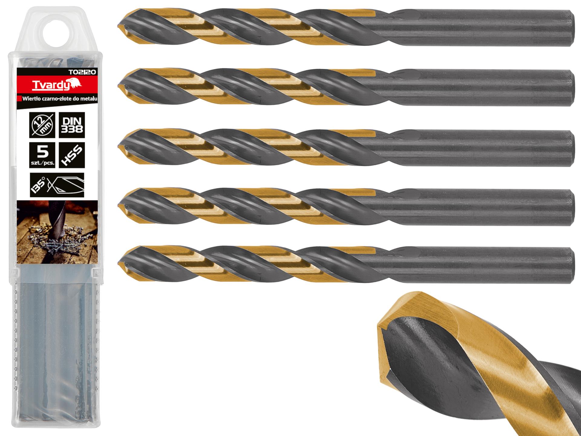 HSS 12.00mm black & gold metal twist drill bit