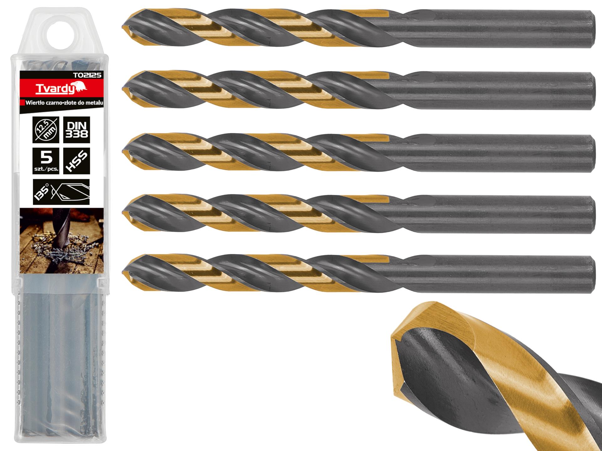 HSS 12.50mm black & gold metal twist drill bit