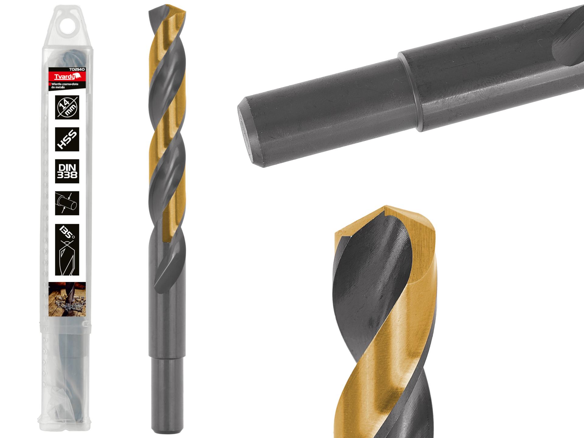 Rolled HSS 14.00mm black & gold metal twist drill bit