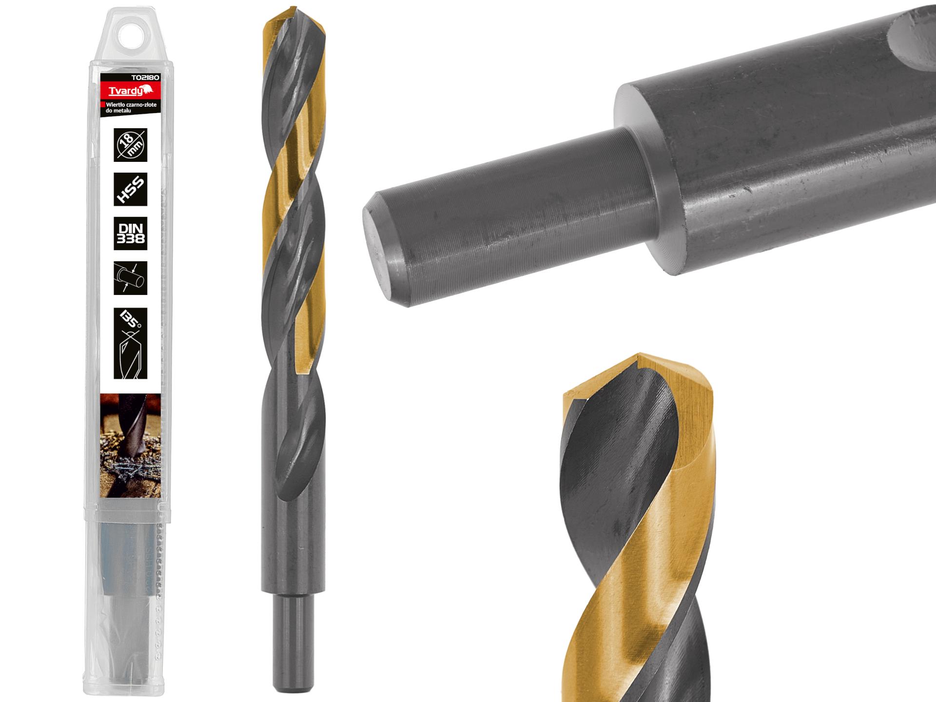 Rolled HSS 18.00mm black & gold metal twist drill bit