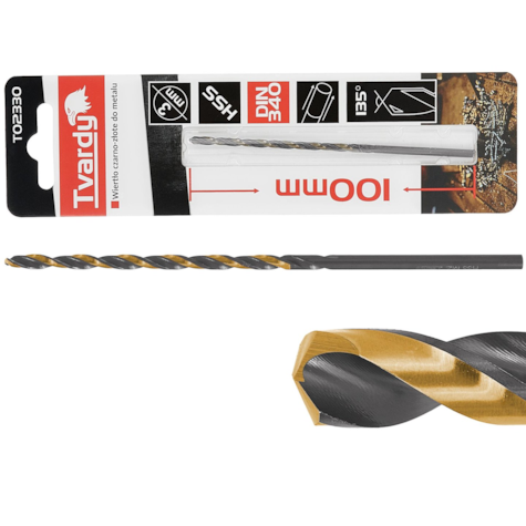Long HSS M2 3.0mm black & gold metal twist drill bit