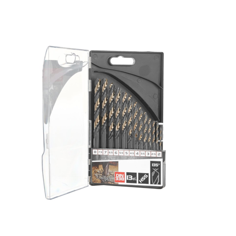13pcs HSS 2.0-8.0mm black & gold metal twist drill bit set