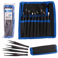 Precision metal tweezers set 9 pcs