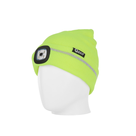 Czapka zimowa z odblaskiem akumulatorowa z lampką LED (żółta) (100)