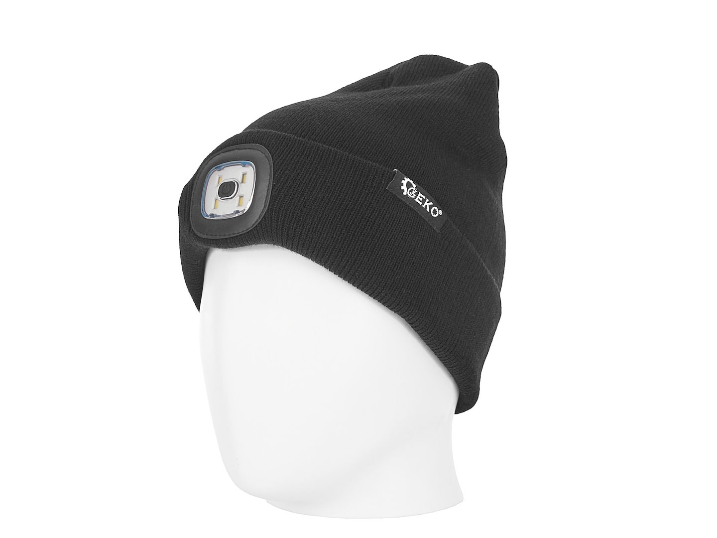 Dobíjacia zimná čiapka s LED svetlom (čierna) (100)