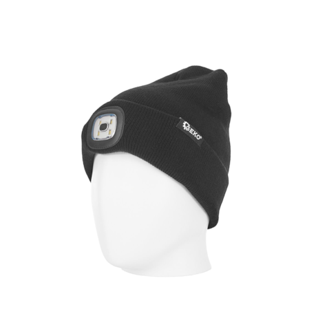 Czapka zimowa akumulatorowa z lampką LED (czarna) (100)