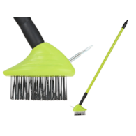 Wire brush with scraper for cobblestone paving, plastic telescopic handle